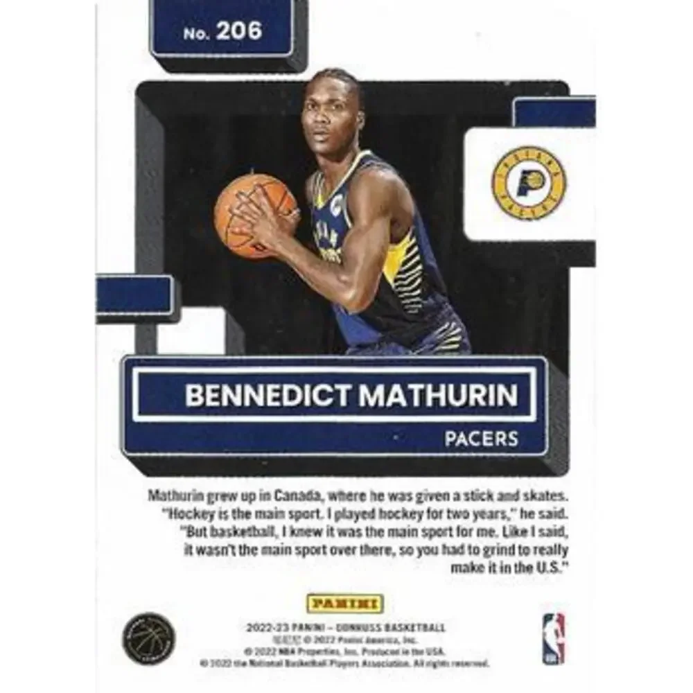2022-23 Panini Donruss Bennedict Mathurin Rookie 206 Indiana Pacers
